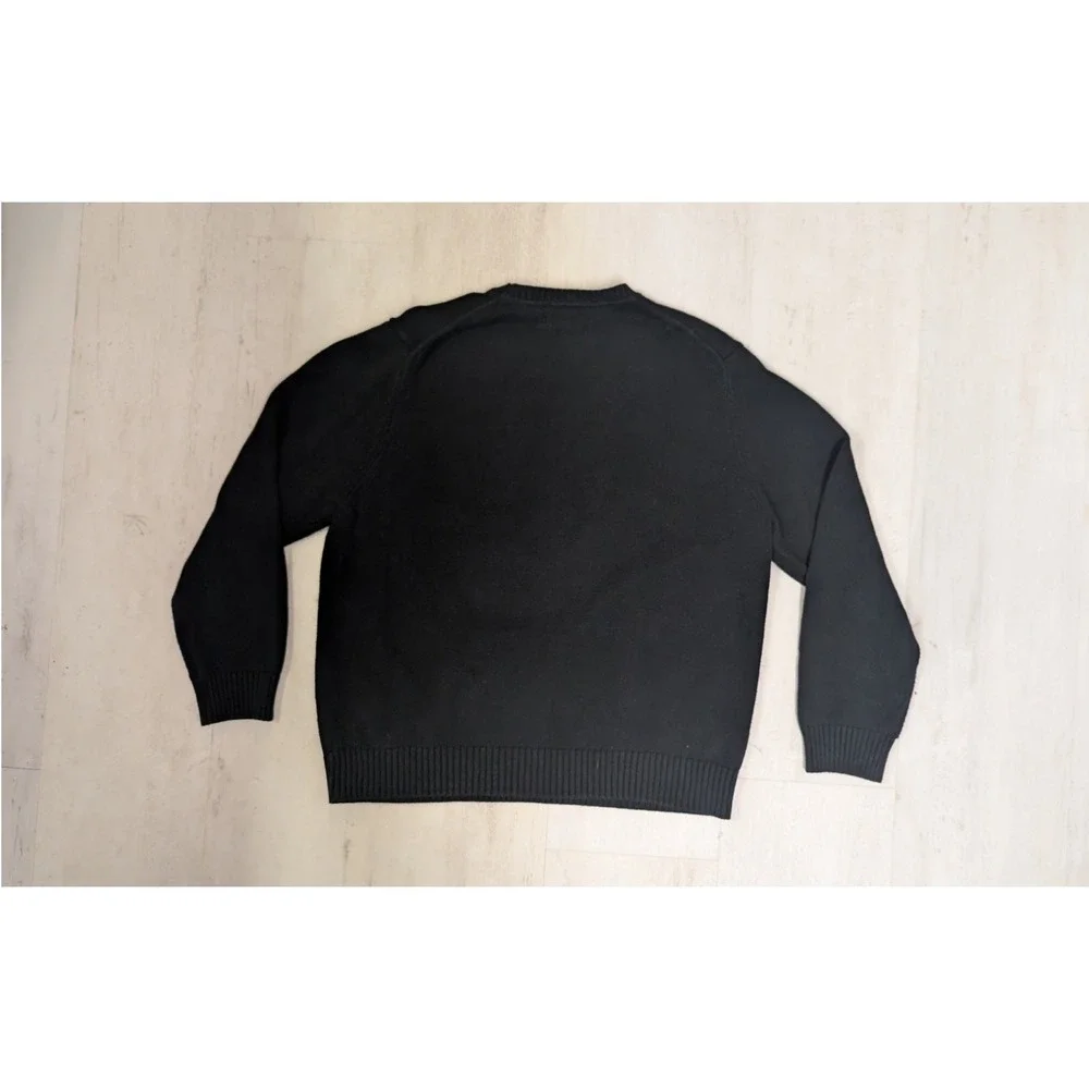Men's Black Gray Argyle Sweater Crewneck Preppy Dark Academia Grandpa L‎